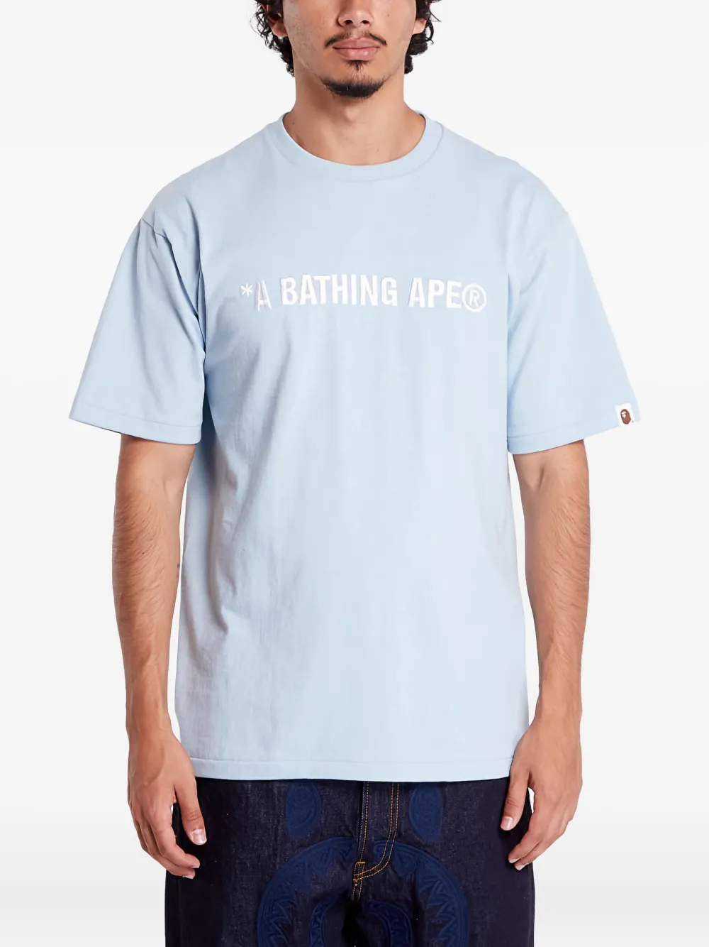 Футболка с вышитым логотипом A BATHING APE, синий 
Футболка с вышитым логотипом A BATHING APE, синий