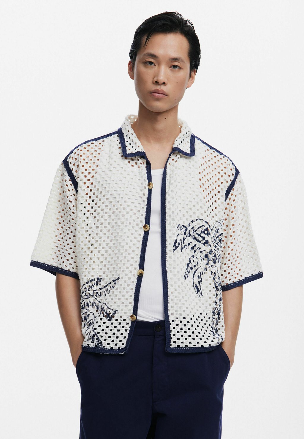 Рубашка Desigual, бежевый 
Рубашка Desigual, бежевый