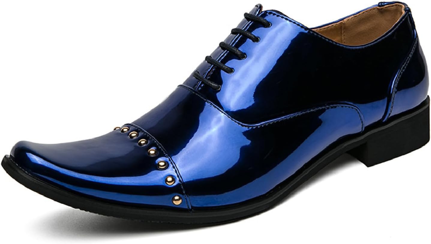 Мужские оксфорды Челси из лакированной кожи с заклепками, модный заостренный носок, шнуровка, удобный массивный каблук, туфли смокинг для вечеринки, бизнес-офиса и официального наряда Loveheynew, синий
Мужские оксфорды Челси из лакированной кожи с заклепками, модный заостренный носок, шнуровка, удобный массивный каблук, туфли смокинг для вечеринки, бизнес-офиса и официального наряда Loveheynew, синий