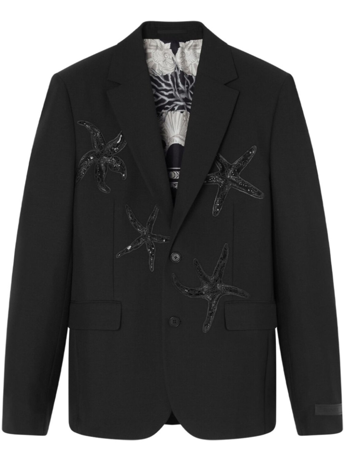 Однобортный пиджак с бисером Versace, черный
Однобортный пиджак с бисером Versace, черный