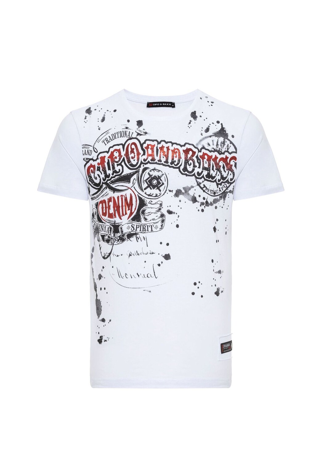 Футболка с классным фирменным принтом CIPO & BAXX, белый 
Футболка с классным фирменным принтом CIPO & BAXX, белый