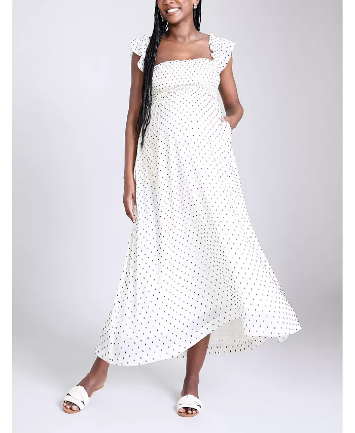 Женское платье макси без рукавов с оборками на плечах – Motherhood Maternity, белый
Женское платье макси без рукавов с оборками на плечах – Motherhood Maternity, белый