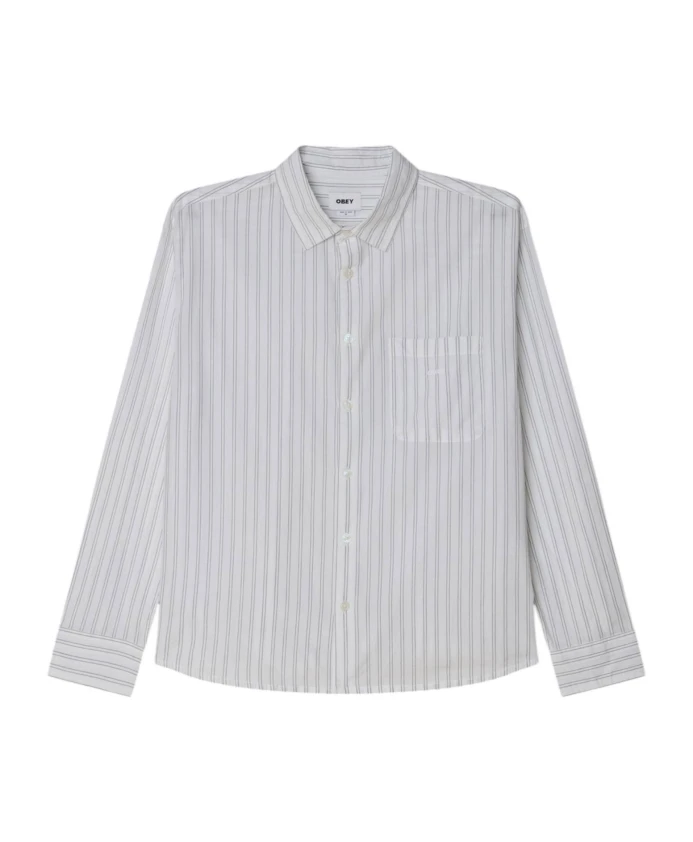 Полосатая рубашка оверсайз - белая с разноцветными вставками Obey, белый
Полосатая рубашка оверсайз - белая с разноцветными вставками Obey, белый