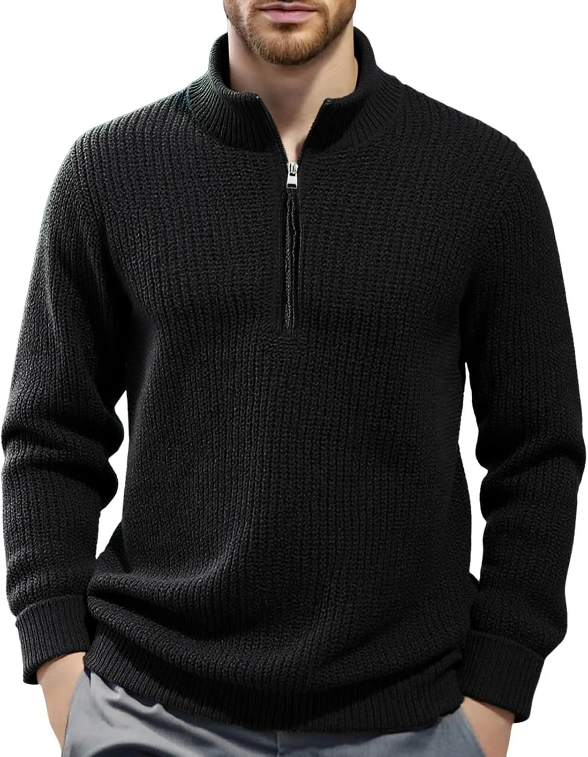 Мужской свитер с четвертью молнии Slim Fit, легкий, с фактурной горловиной
Мужской свитер с четвертью молнии Slim Fit, легкий, с фактурной горловиной