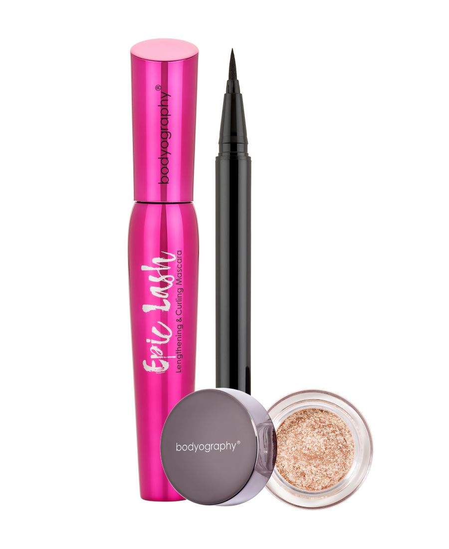 Набор из жидкой подводки для глаз, теней с блестками и туши для ресниц Bodyography, цвет gold / black
Набор из жидкой подводки для глаз, теней с блестками и туши для ресниц Bodyography, цвет gold / black