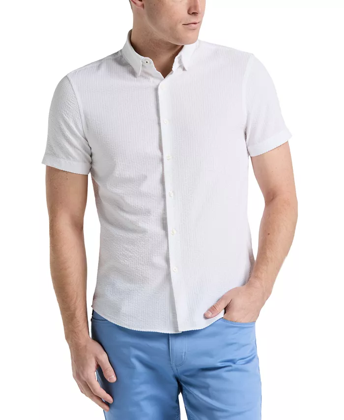 Мужская облегающая рубашка из стретч-ситца с пуговицами Perry Ellis, белый
Мужская облегающая рубашка из стретч-ситца с пуговицами Perry Ellis, белый