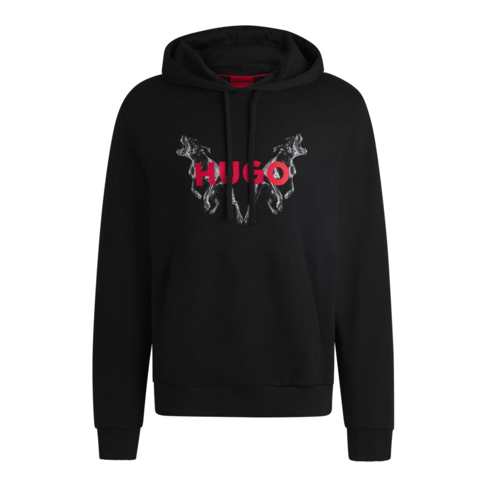 Толстовка с капюшоном из хлопчатобумажной махры с анималистичными принтами HUGO, черный
Толстовка с капюшоном из хлопчатобумажной махры с анималистичными принтами HUGO, черный