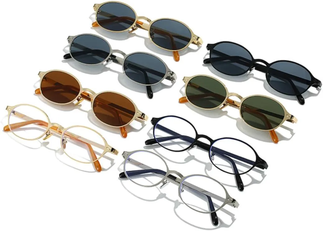 Винтажные женские солнцезащитные очки в маленькой овальной металлической оправе с заклепками, мужские панк-очки с защитой от УФ-излучения UV400 HHZZYVY, Golden Grey
Винтажные женские солнцезащитные очки в маленькой овальной металлической оправе с заклепками, мужские панк-очки с защитой от УФ-излучения UV400 HHZZYVY, Golden Grey