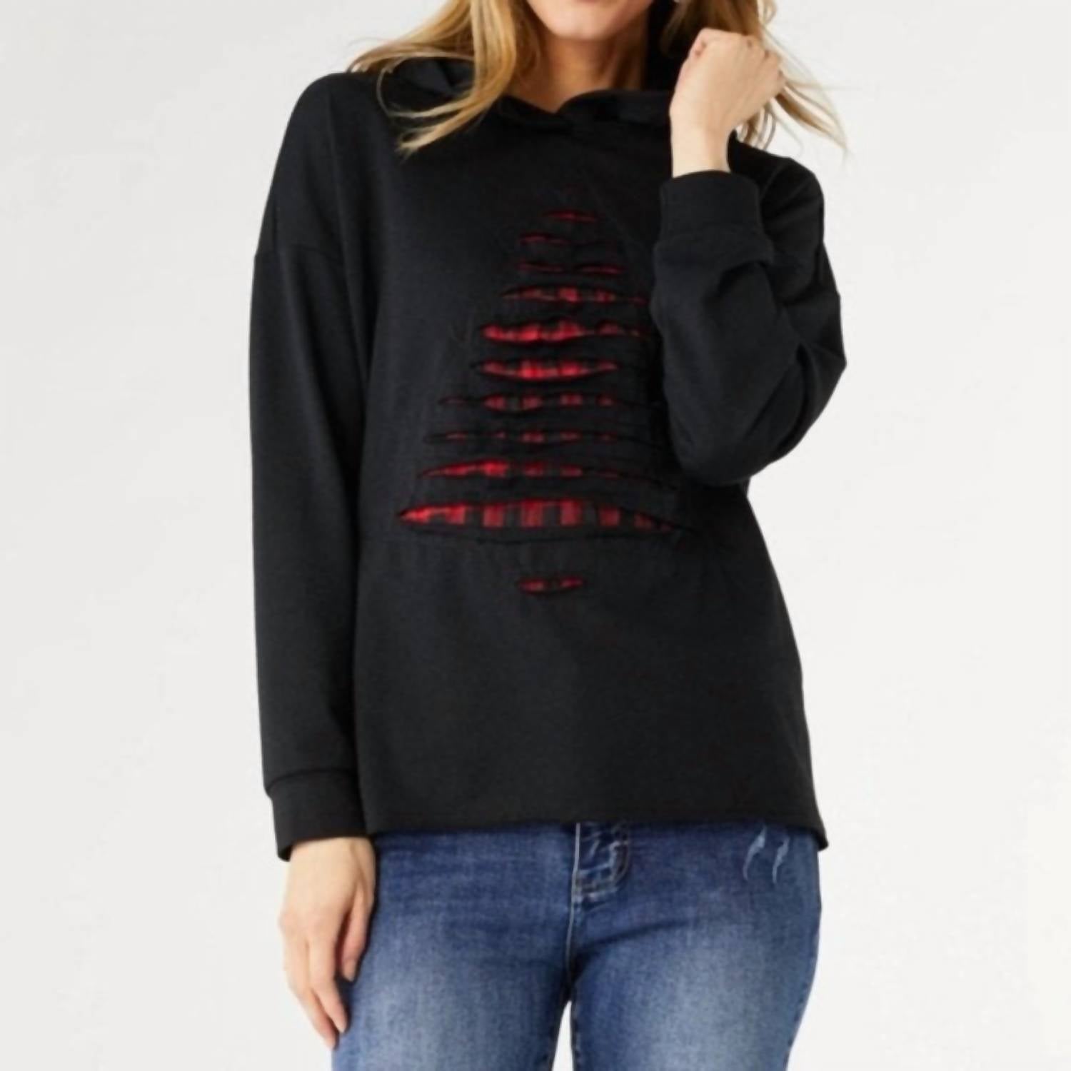 Топ с капюшоном и узором «Рождественская елка» черного цвета COCO + CARMEN
Топ с капюшоном и узором «Рождественская елка» черного цвета COCO + CARMEN