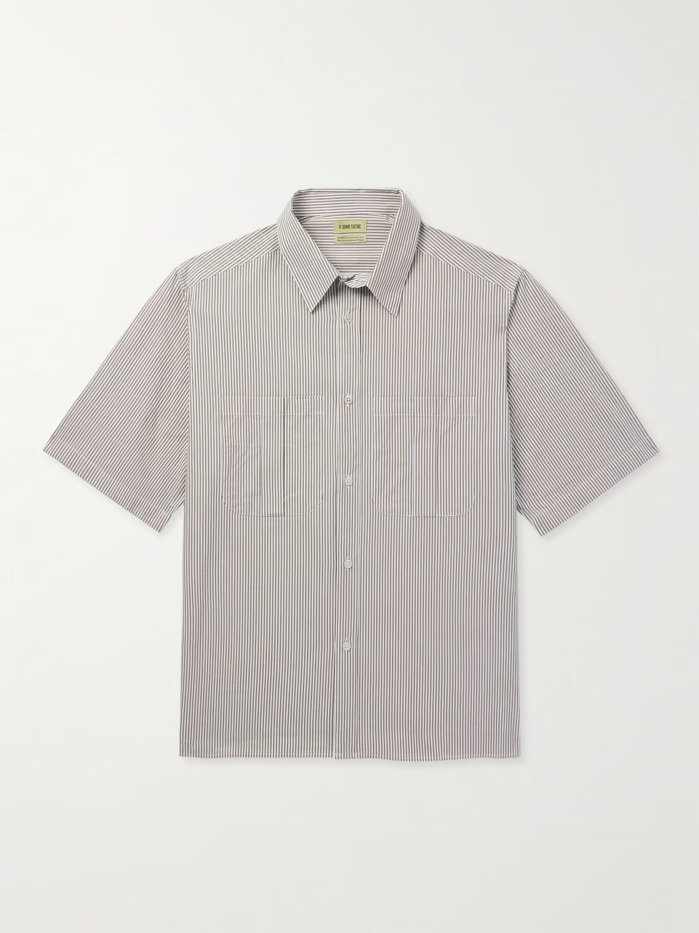 Рубашка Painter's oversize в полоску из хлопка и поплина DE BONNE FACTURE, зеленый
Рубашка Painter's oversize в полоску из хлопка и поплина DE BONNE FACTURE, зеленый