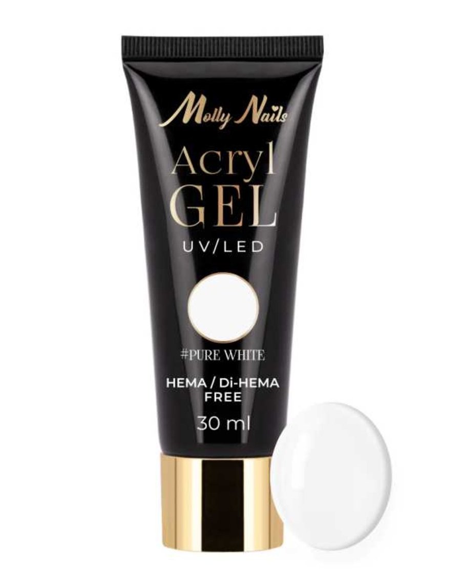 Mollylac Pure White Hema/di-hema Free акриловый строительный гель, 30 мл 
Mollylac Pure White Hema/di-hema Free акриловый строительный гель, 30 мл