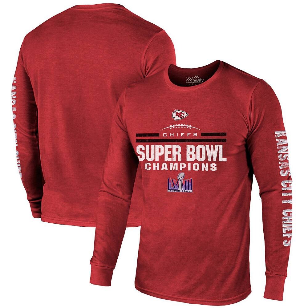 Мужская красная футболка Majestic Threads Kansas City Chiefs Super Bowl LVIII Champions Tri-Blend Hit с длинными рукавами, цвет Chf Red
Мужская красная футболка Majestic Threads Kansas City Chiefs Super Bowl LVIII Champions Tri-Blend Hit с длинными рукавами, цвет Chf Red