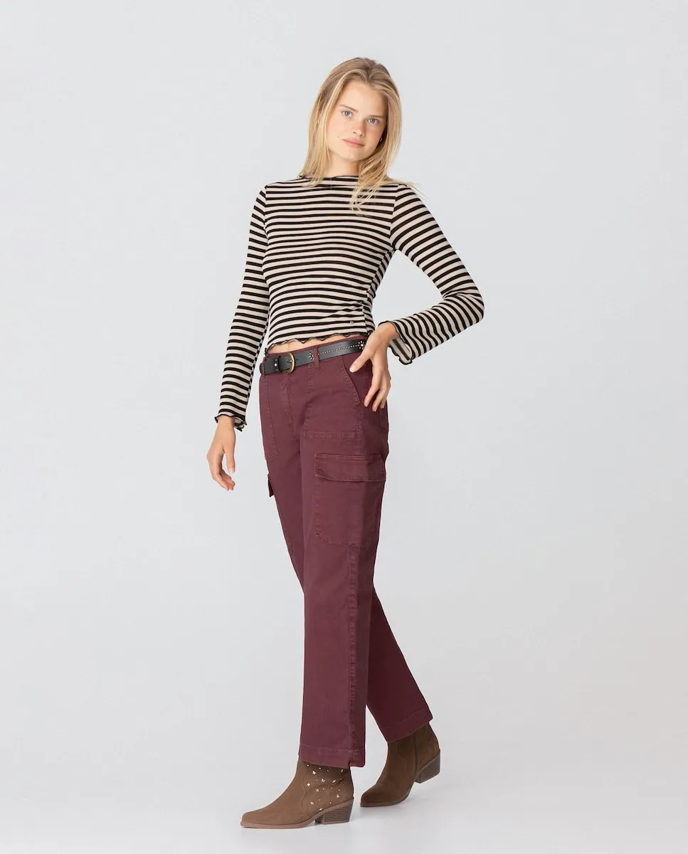 Женские джинсы-карго с высокой талией Noon, бордовый
Женские джинсы-карго с высокой талией Noon, бордовый