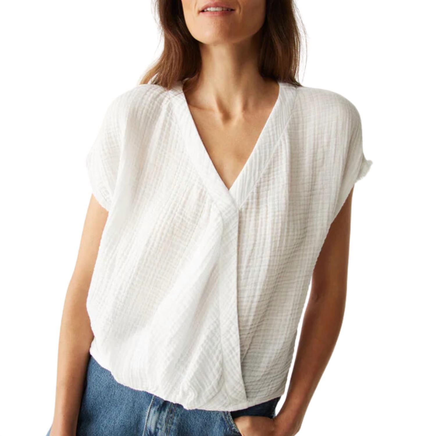 Топ Evie Faux Wrap в белом цвете Michael Stars 
Топ Evie Faux Wrap в белом цвете Michael Stars