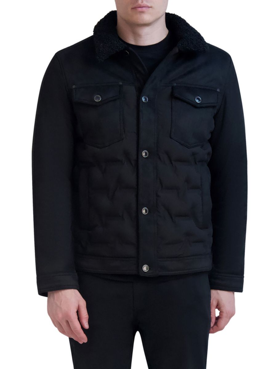 Стеганая куртка дальнобойщика с отделкой из искусственного меха Karl Lagerfeld Paris, черный 
Стеганая куртка дальнобойщика с отделкой из искусственного меха Karl Lagerfeld Paris, черный