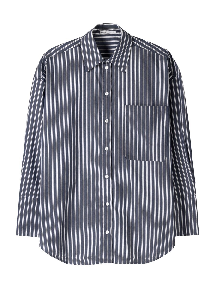 Рубашка Bershka Blouse, темно-синий
Рубашка Bershka Blouse, темно-синий