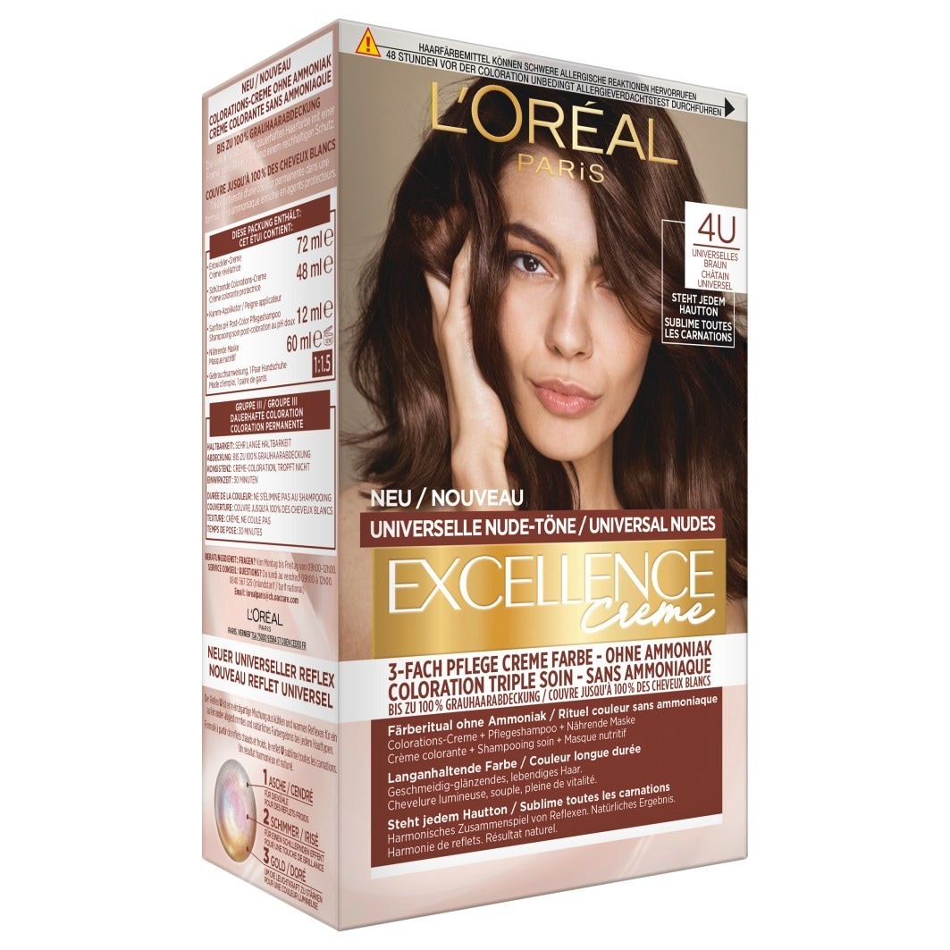 Краска для волос excellence creme universale nude-töne Loreal Paris, 4u - mittelbraun, количество 1 шт.
Краска для волос excellence creme universale nude-töne Loreal Paris, 4u - mittelbraun, количество 1 шт.