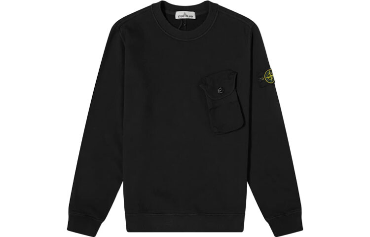 Толстовка мужская Stone Island с закрытым карманом, черный 
Толстовка мужская Stone Island с закрытым карманом, черный