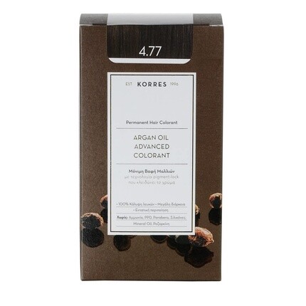 Краситель с аргановым маслом. Безаммиачная краска для волос Шоколадно-коричневый 4,77 100% покрытие седины и веганство для стойкого цвета — интенсивный шоколадно-коричневый 4,77, Korres
Краситель с аргановым маслом. Безаммиачная краска для волос Шоколадно-коричневый 4,77 100% покрытие седины и веганство для стойкого цвета — интенсивный шоколадно-коричневый 4,77, Korres