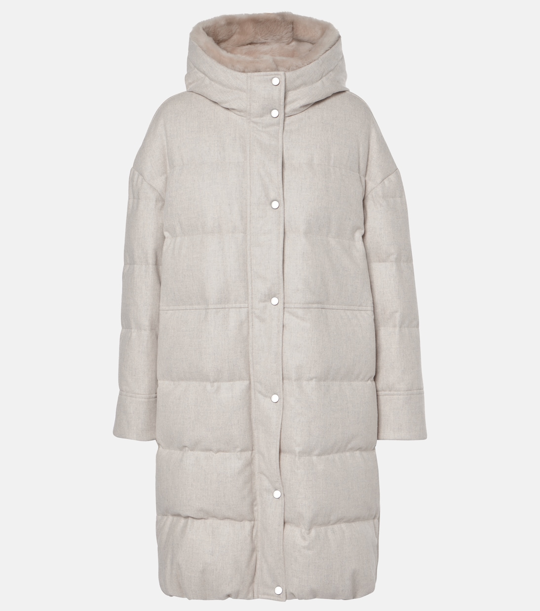 Шерстяное пуховое пальто с кожаной отделкой Brunello Cucinelli, Marmo
Шерстяное пуховое пальто с кожаной отделкой Brunello Cucinelli, Marmo