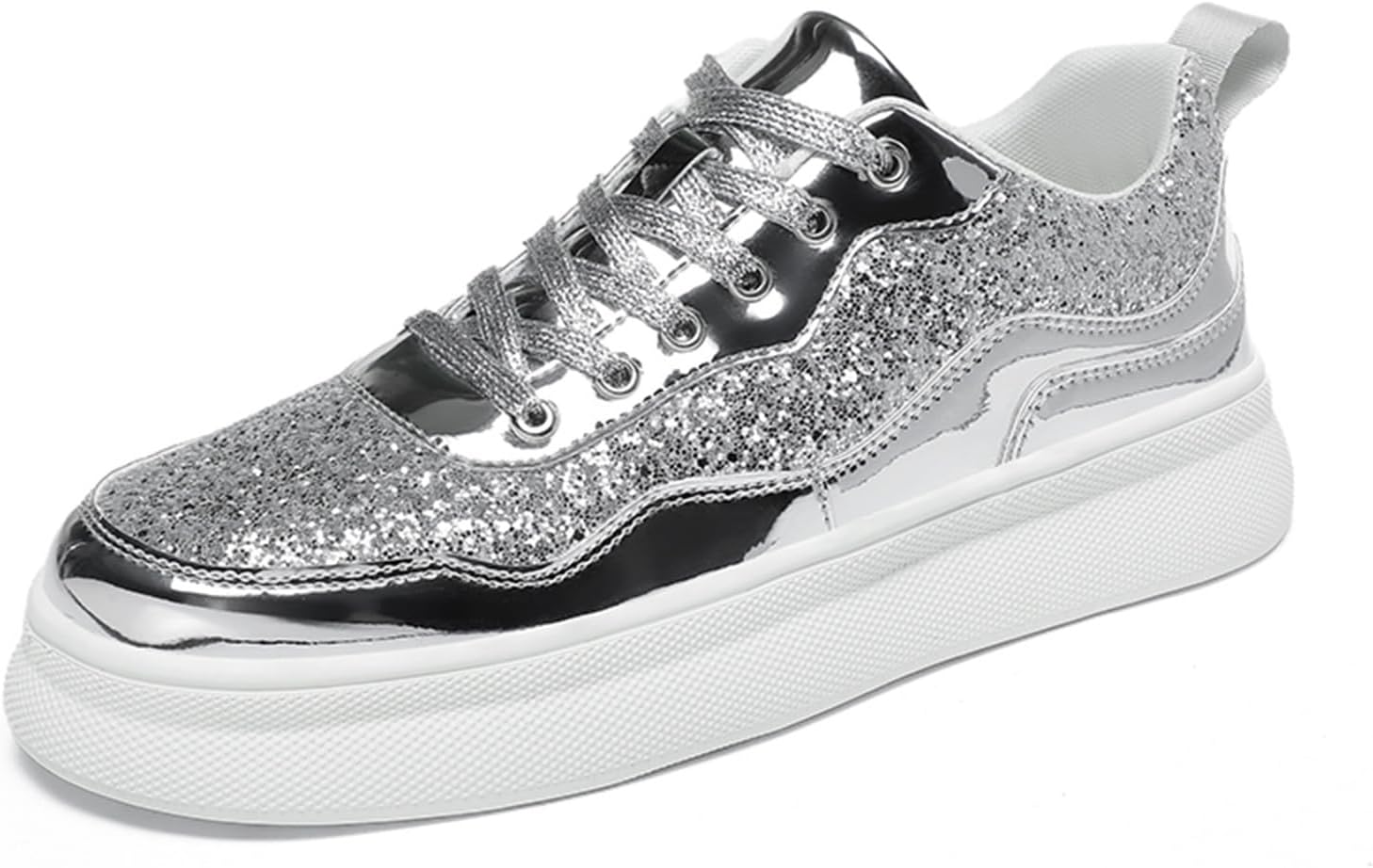 Мужские модные кроссовки SPWAGYM с блестками и пайетками, блестящие теннисные туфли, низкие, удобные, повседневные, серебро
Мужские модные кроссовки SPWAGYM с блестками и пайетками, блестящие теннисные туфли, низкие, удобные, повседневные, серебро