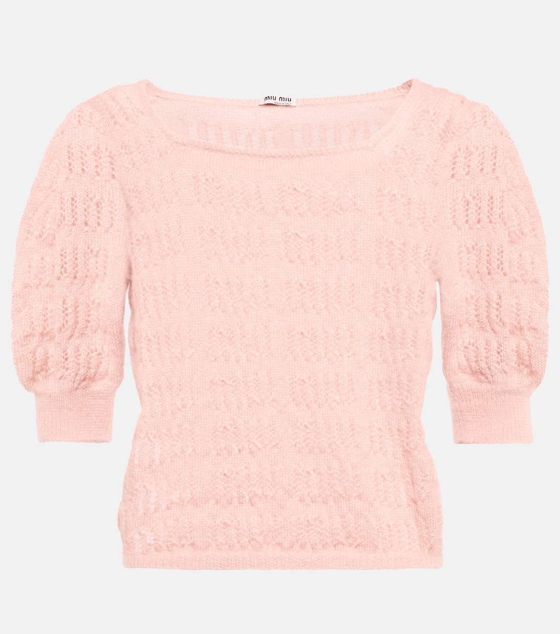 Топ из мохера с ажурной вязкой Miu Miu, Cipria
Топ из мохера с ажурной вязкой Miu Miu, Cipria