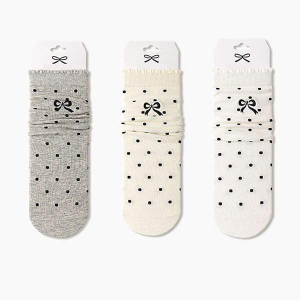 3 пары мягких носков в горошек с вышивкой бантиком и оборкой Anna-Kaci, Gray Beige White
3 пары мягких носков в горошек с вышивкой бантиком и оборкой Anna-Kaci, Gray Beige White