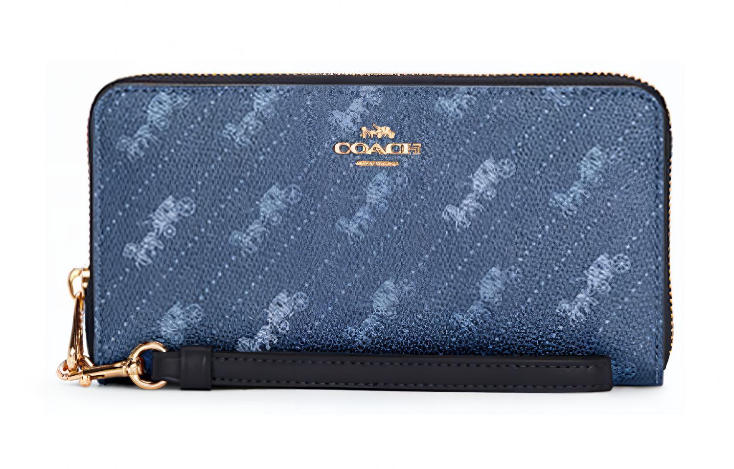 COACH Женский синий кошелек на молнии из кожи и холста
COACH Женский синий кошелек на молнии из кожи и холста