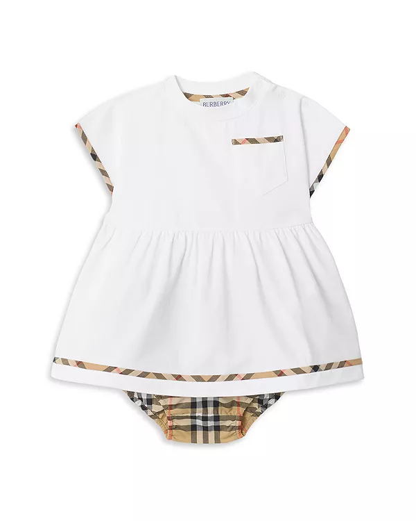 Хлопковое платье и панталоны в клетку для девочек - для малышек Burberry, белый
Хлопковое платье и панталоны в клетку для девочек - для малышек Burberry, белый