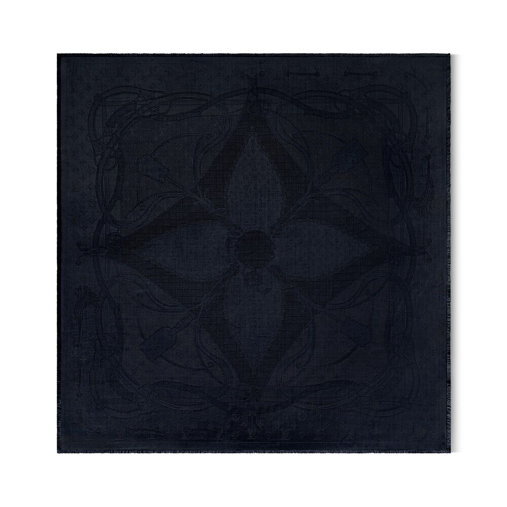 Шаль с цветами и лямками Louis Vuitton, синий 
Шаль с цветами и лямками Louis Vuitton, синий