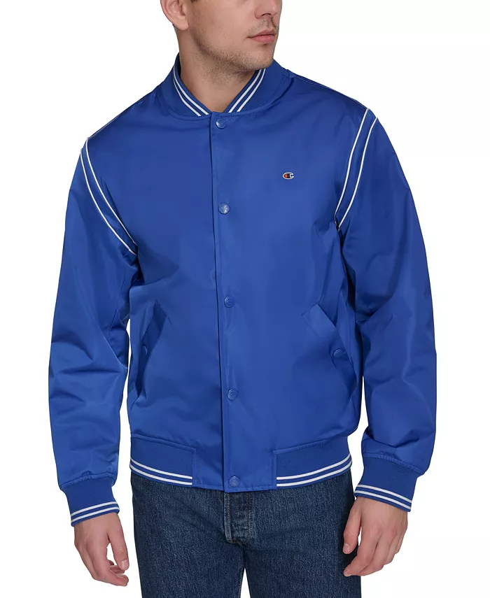 Мужская бомбер в стиле варьете с полосками Champion, синий
Мужская бомбер в стиле варьете с полосками Champion, синий