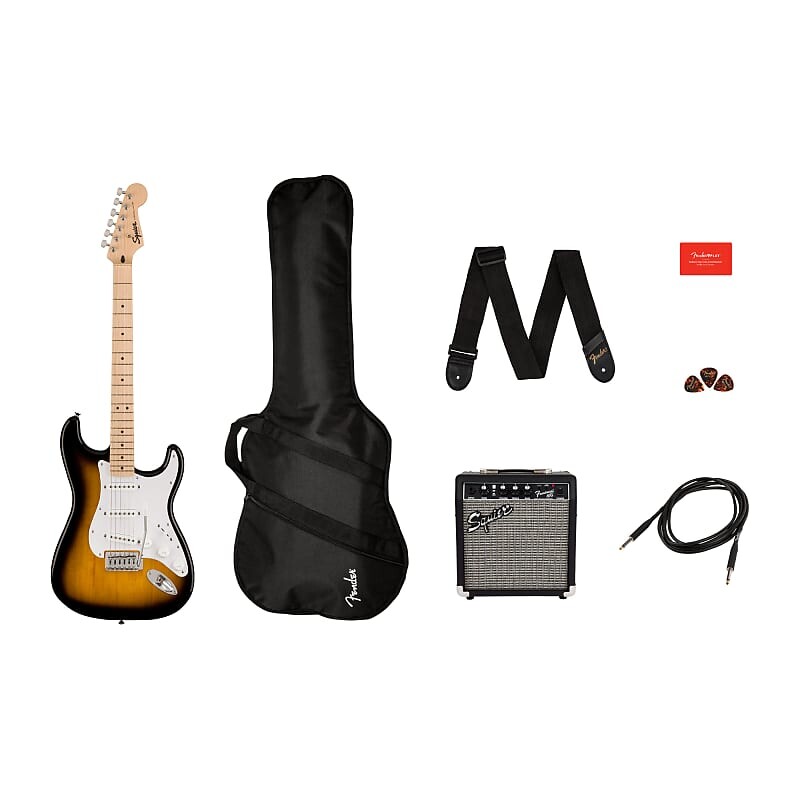 Электрогитара Squier Sonic Stratocaster Guitar Pack, Maple Fingerboard, 2-Color Sunburst, Gig Bag, 10G - 120V
Электрогитара Squier Sonic Stratocaster Guitar Pack, Maple Fingerboard, 2-Color Sunburst, Gig Bag, 10G - 120V