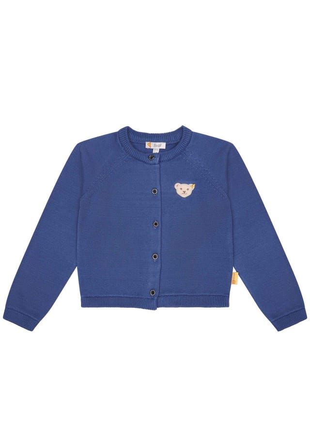 Кардиган для девочек - аппликация Тедди с круглым вырезом и планкой на пуговицах хлопок Steiff, синий
Кардиган для девочек - аппликация Тедди с круглым вырезом и планкой на пуговицах хлопок Steiff, синий