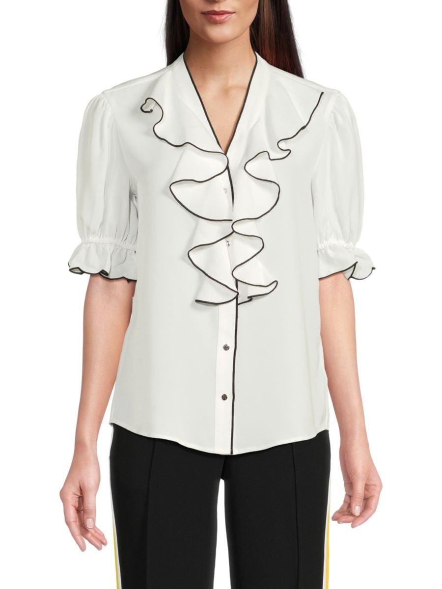 Блузка из технического крепа с рукавами-буфами и отделкой рюшами Karl Lagerfeld Paris, мягкий белый
Блузка из технического крепа с рукавами-буфами и отделкой рюшами Karl Lagerfeld Paris, мягкий белый