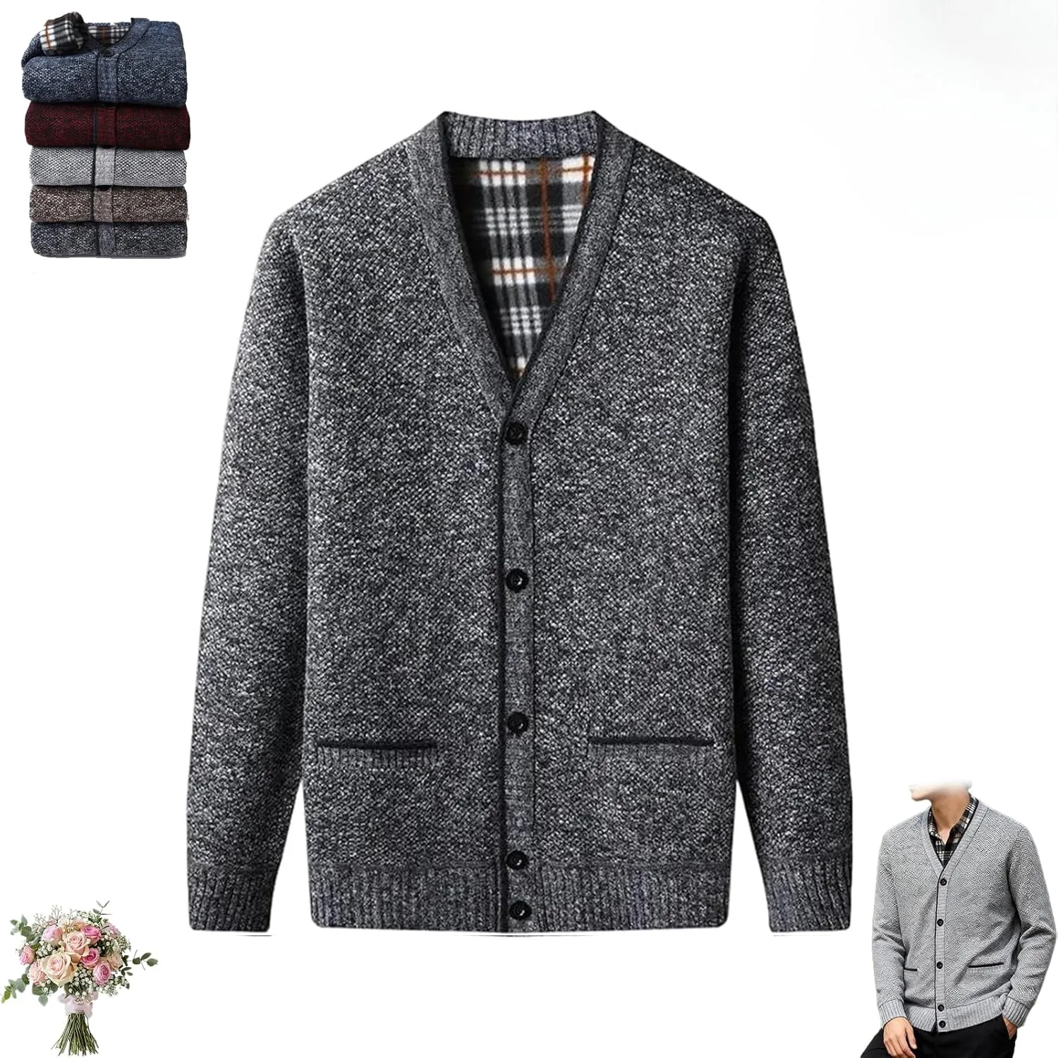 Мужской кардиган из плотного флиса с пуговицами, вязаный хлопковый свитер с длинными рукавами и V-образным вырезом GHTRHSB
Мужской кардиган из плотного флиса с пуговицами, вязаный хлопковый свитер с длинными рукавами и V-образным вырезом GHTRHSB