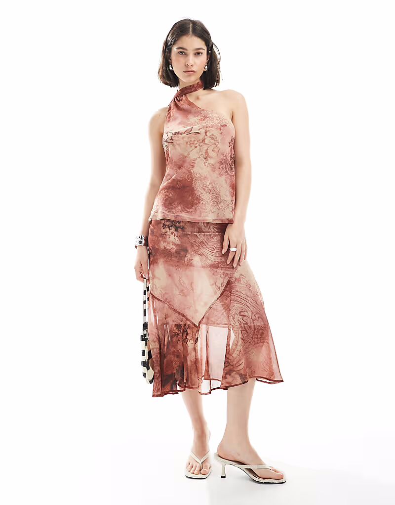 Юбка миди из шифона с асимметричным подолом и принтом пейсли Asos Design
Юбка миди из шифона с асимметричным подолом и принтом пейсли Asos Design