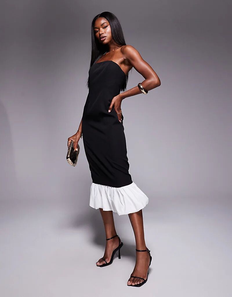 Платье-бандо Rare London макси с контрастным подолом-пузырьком черного цвета
Платье-бандо Rare London макси с контрастным подолом-пузырьком черного цвета