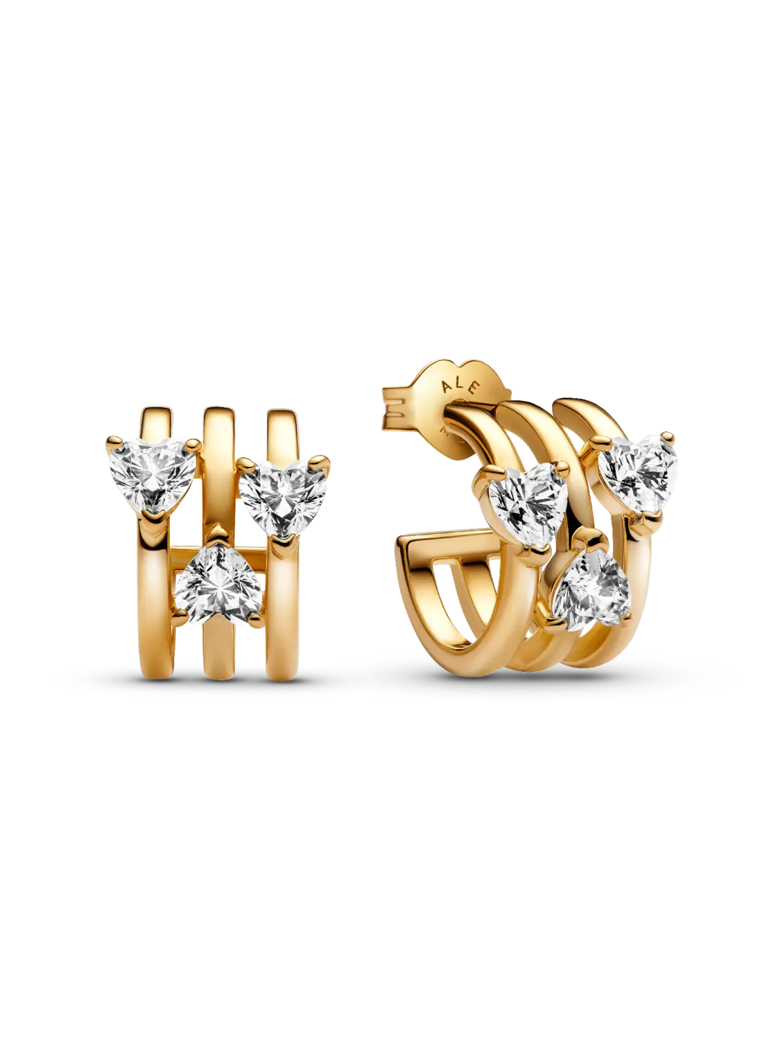 Серьги-кольца с тремя сердцами Pandora, 14-каратное золотое покрытие
Серьги-кольца с тремя сердцами Pandora, 14-каратное золотое покрытие