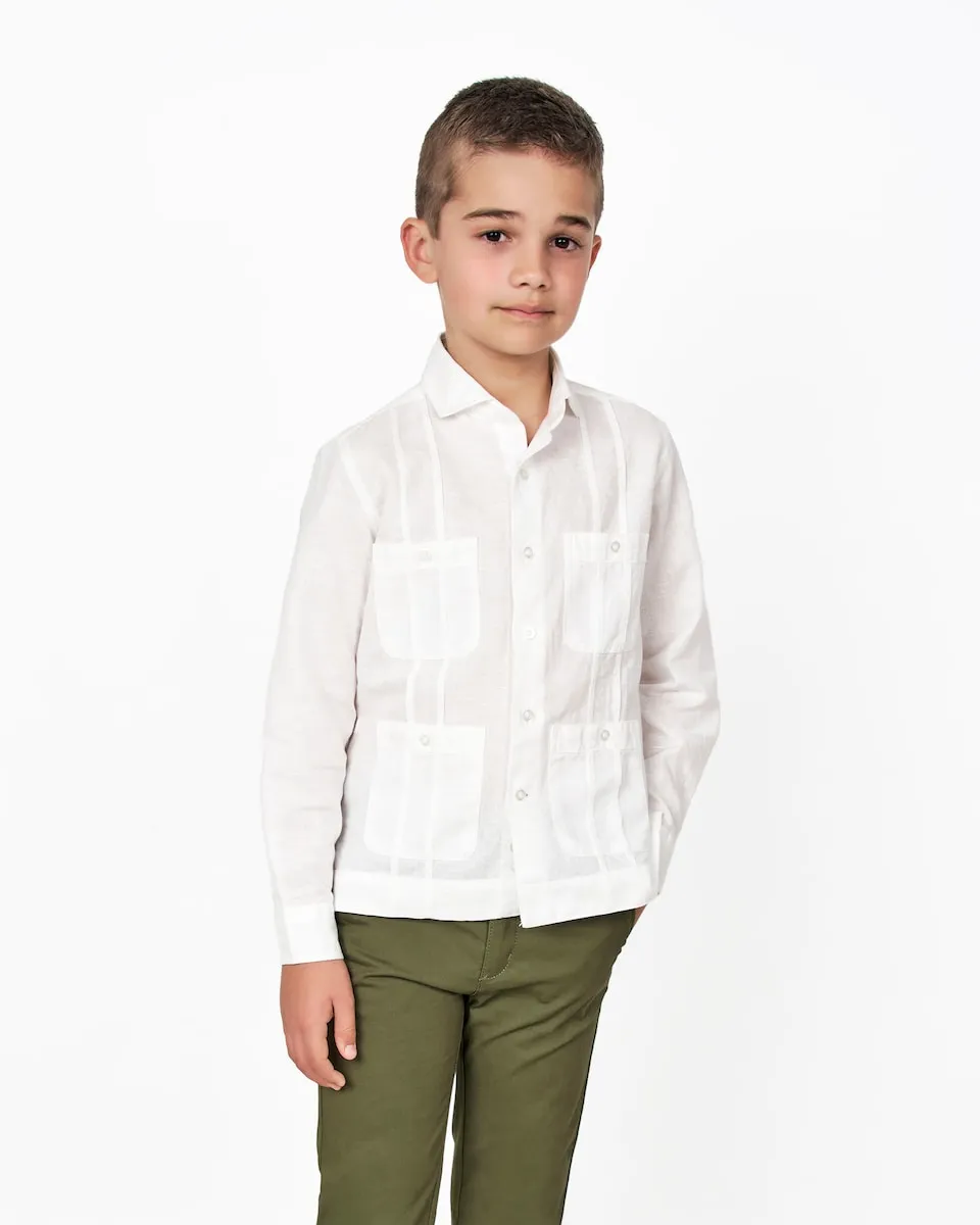 Детская льняная гавайская рубашка с длинным рукавом Spagnolo, белый
Детская льняная гавайская рубашка с длинным рукавом Spagnolo, белый