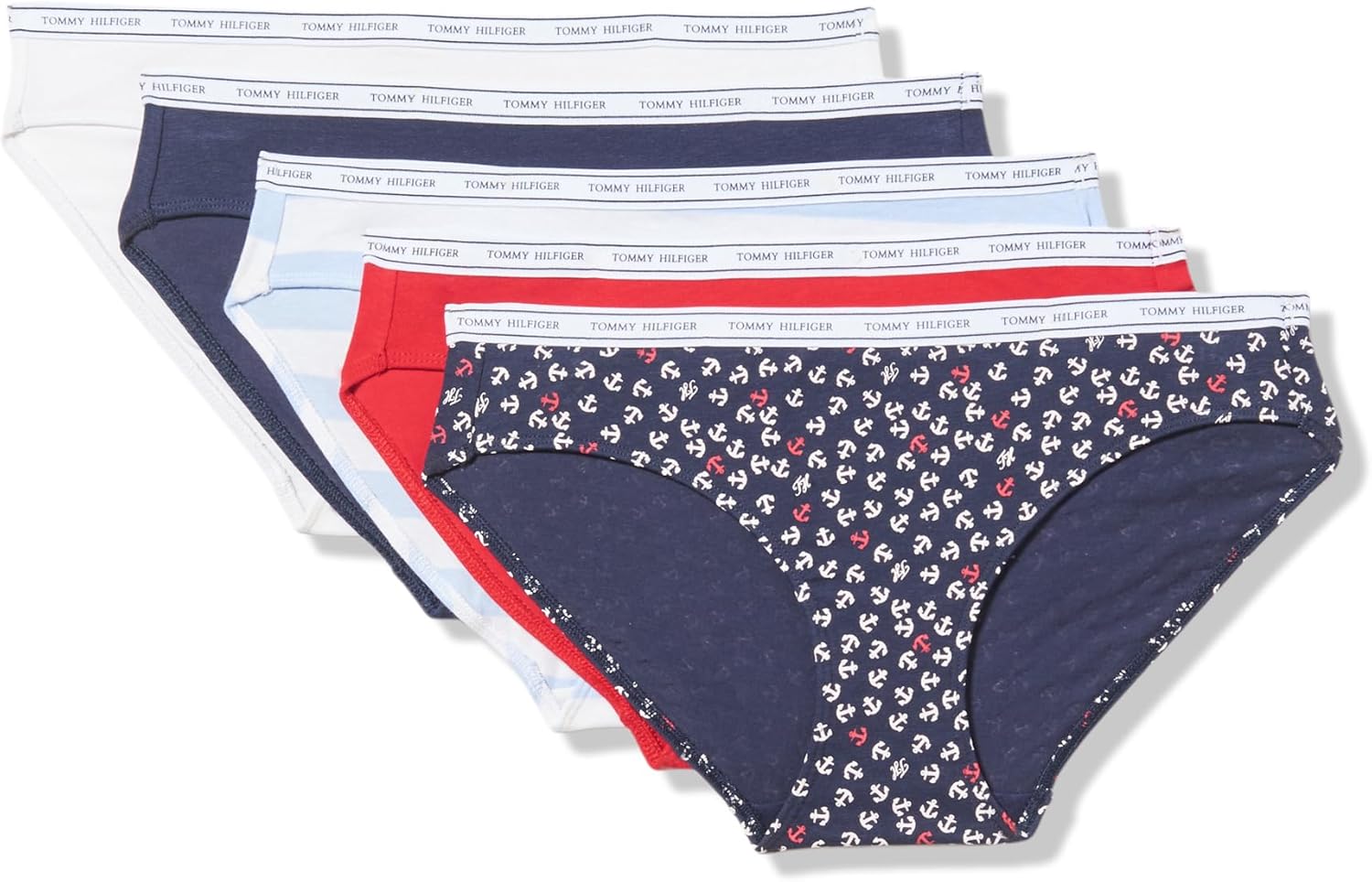 Женские классические хлопковые бикини с логотипом Tommy Hilfiger, упаковка 5 шт., Mini Anchors Print/Tango Red/Bright White/Sweet Blue/Sweet Blue Stripe
Женские классические хлопковые бикини с логотипом Tommy Hilfiger, упаковка 5 шт., Mini Anchors Print/Tango Red/Bright White/Sweet Blue/Sweet Blue Stripe