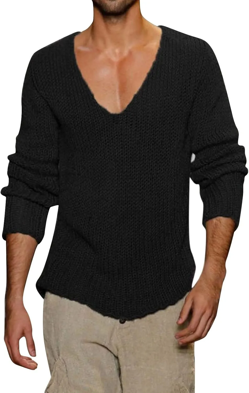 Мужской свитер с глубоким V-образным вырезом, легкий, кабельная вязка, реглан
Мужской свитер с глубоким V-образным вырезом, легкий, кабельная вязка, реглан
