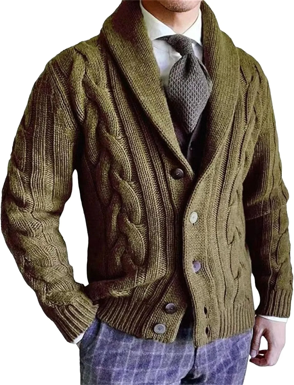 Мужской кардиган с шальным воротником на пуговицах, Slim Fit
Мужской кардиган с шальным воротником на пуговицах, Slim Fit