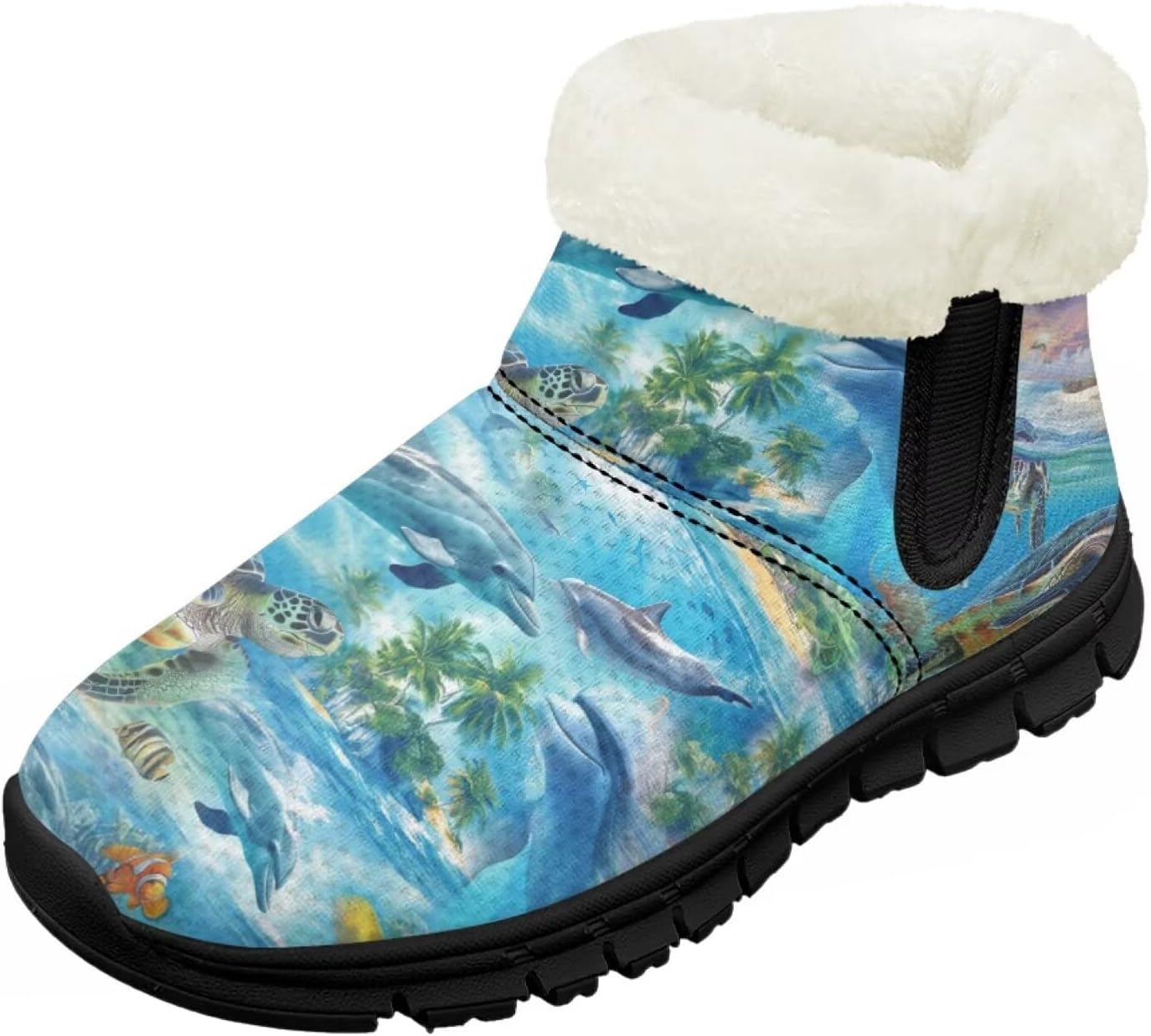 Детские зимние ботинки для девочек с меховой подкладкой, с короткой подошвой, противоскользящие, легкие уличные теплые ботинки для малышей Pointodoor, Dolphin Turtle Print
Детские зимние ботинки для девочек с меховой подкладкой, с короткой подошвой, противоскользящие, легкие уличные теплые ботинки для малышей Pointodoor, Dolphin Turtle Print