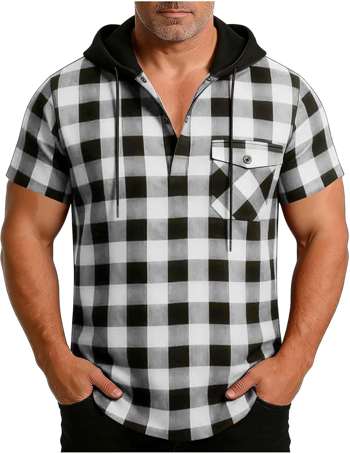 Мужская рубашка с коротким рукавом в клетку, свободного кроя, с нагрудными карманами vrvtoov
Мужская рубашка с коротким рукавом в клетку, свободного кроя, с нагрудными карманами vrvtoov