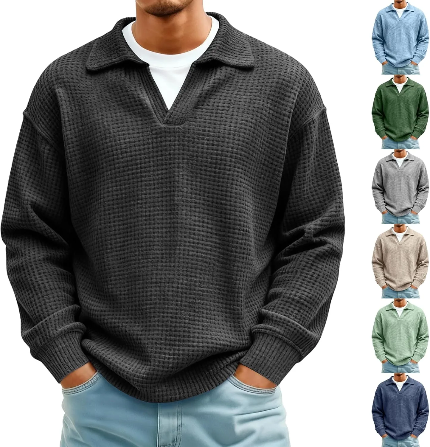 Мужская вязаная поло легкая с длинным рукавом Slim Fit
Мужская вязаная поло легкая с длинным рукавом Slim Fit