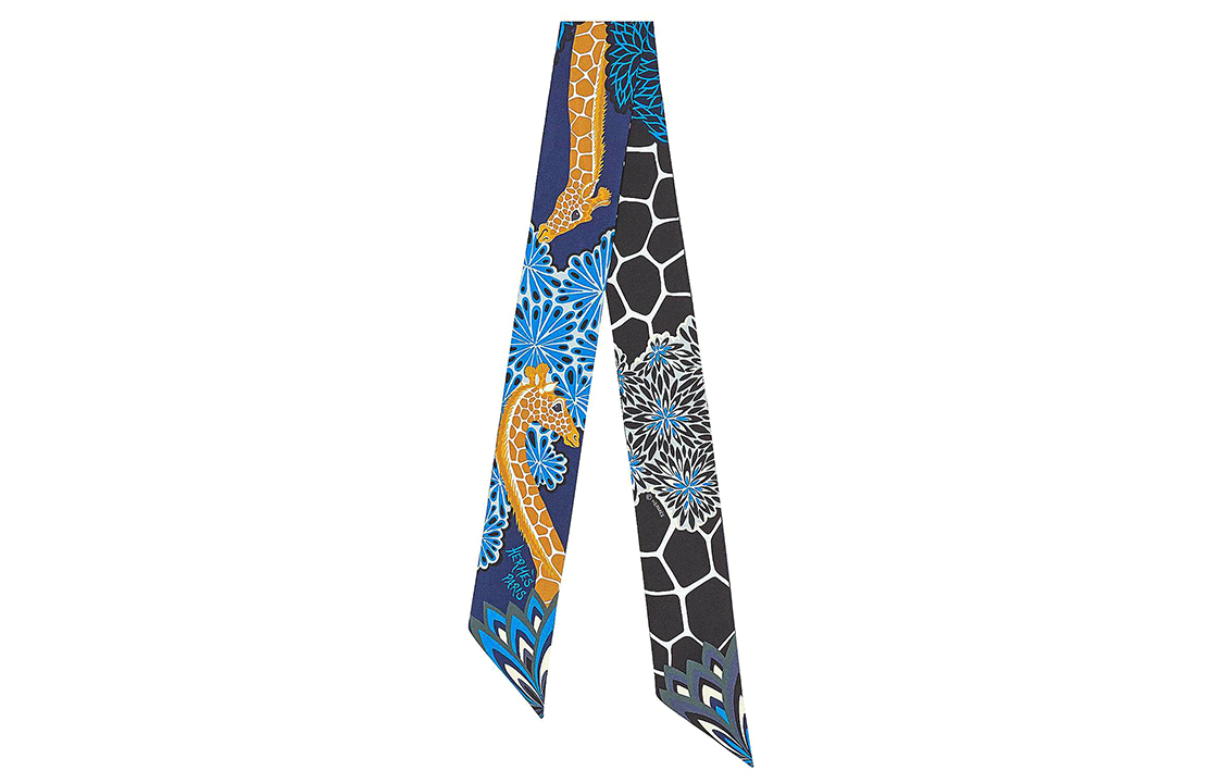 HERMES Шёлковый шарф, Blue Black 
HERMES Шёлковый шарф, Blue Black