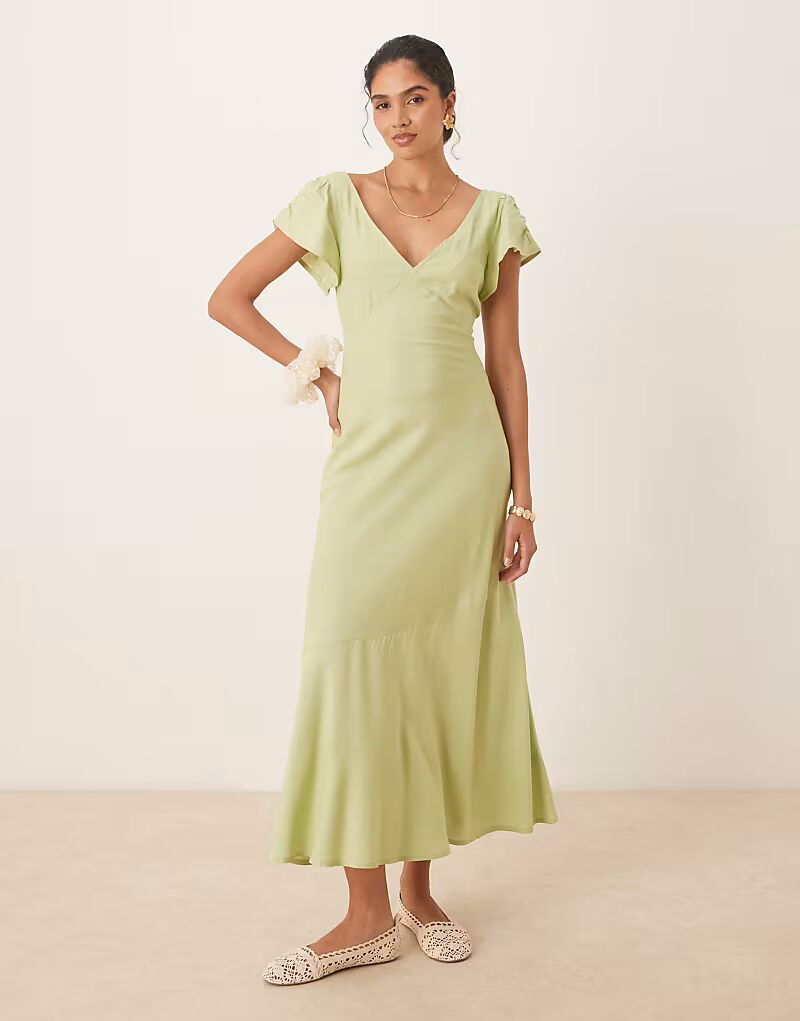 Платье миди с рукавами-ангелочками цвета шалфея Asos Design
Платье миди с рукавами-ангелочками цвета шалфея Asos Design