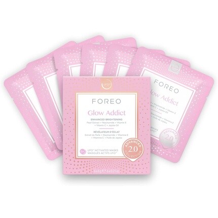 Foreo Glow Addict Advanced Collection 2.0 UFO-активируемая маска для лица Увлажняющая косметика и уход за собой Витамин С и витамин Е Для всех типов кожи и тусклой кожи Антивозрастной уход 6 шт.
Foreo Glow Addict Advanced Collection 2.0 UFO-активируемая маска для лица Увлажняющая косметика и уход за собой Витамин С и витамин Е Для всех типов кожи и тусклой кожи Антивозрастной уход 6 шт.