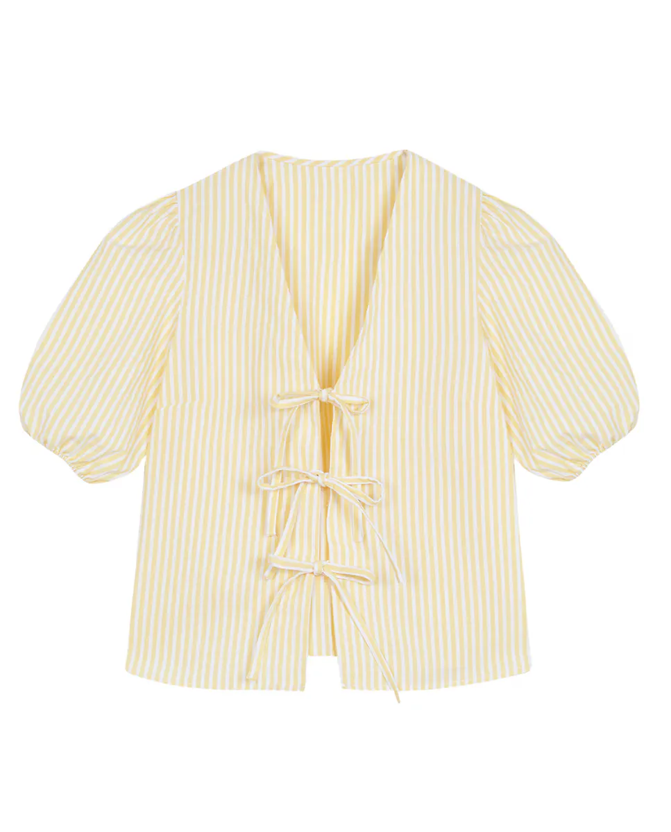 Женская пижама в полоску с короткими рукавами Bohodot, желтый 
Женская пижама в полоску с короткими рукавами Bohodot, желтый