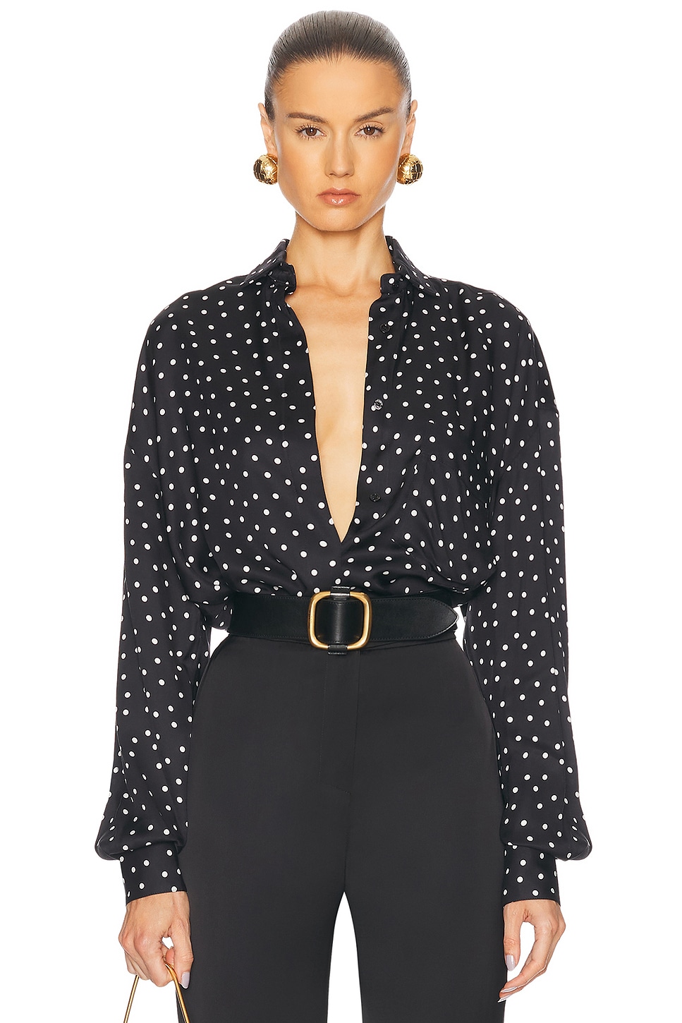 Блуза в горошек на пуговицах Alexandre Vauthier, Black
Блуза в горошек на пуговицах Alexandre Vauthier, Black